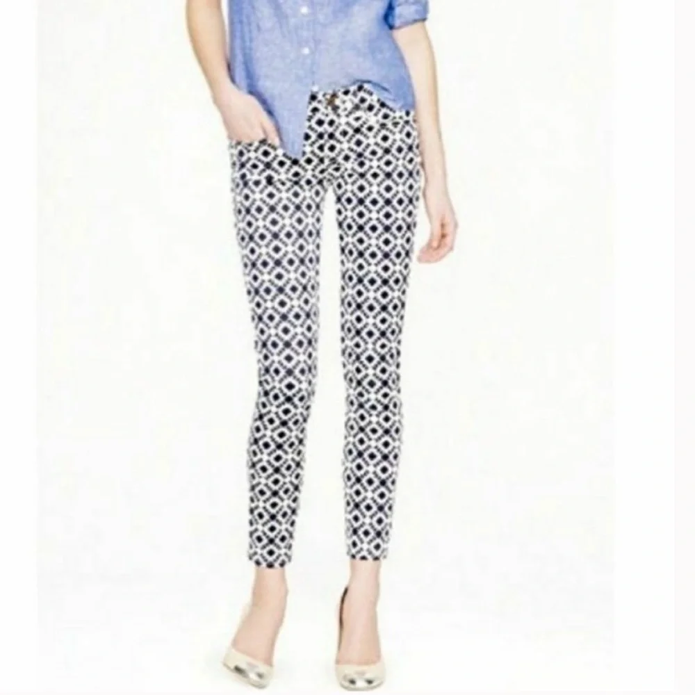 J. CREW TOOTHPICK GEO PRINT ANKLE PANT